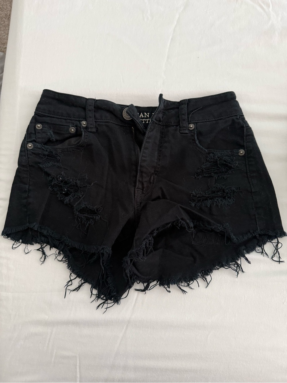 American Eagle Outfitters Black Distressed Denim Shorts